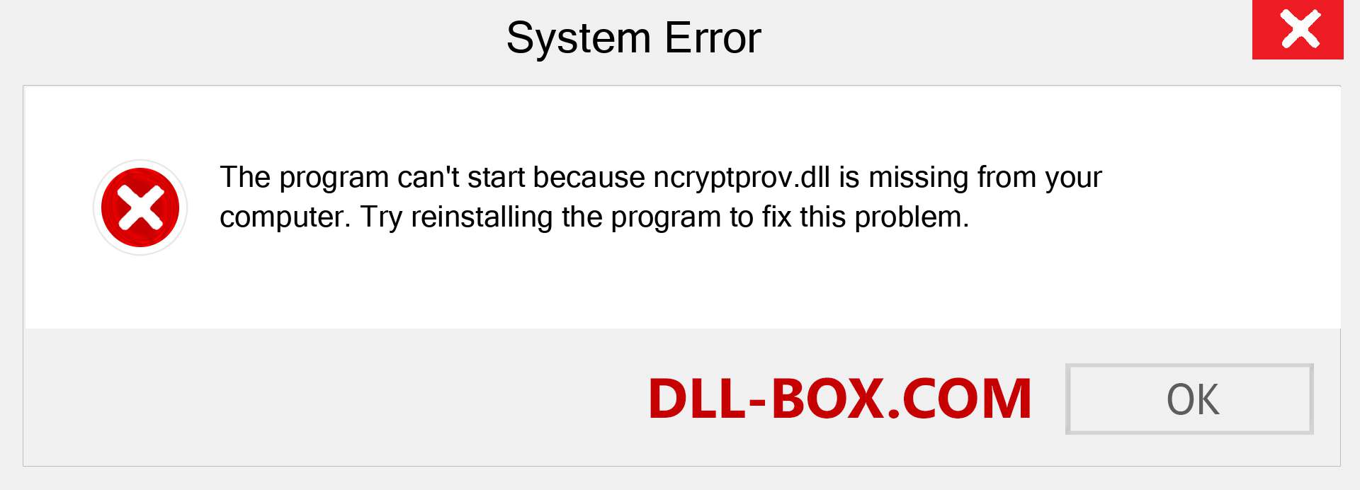  ncryptprov.dll file is missing?. Download for Windows 7, 8, 10 - Fix  ncryptprov dll Missing Error on Windows, photos, images