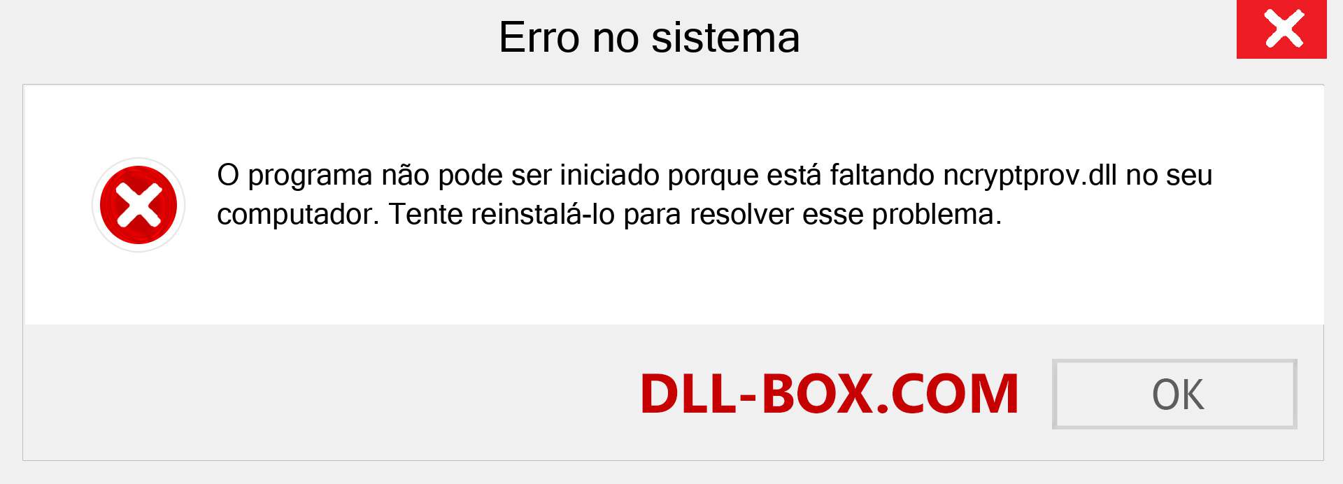 Arquivo ncryptprov.dll ausente ?. Download para Windows 7, 8, 10 - Correção de erro ausente ncryptprov dll no Windows, fotos, imagens